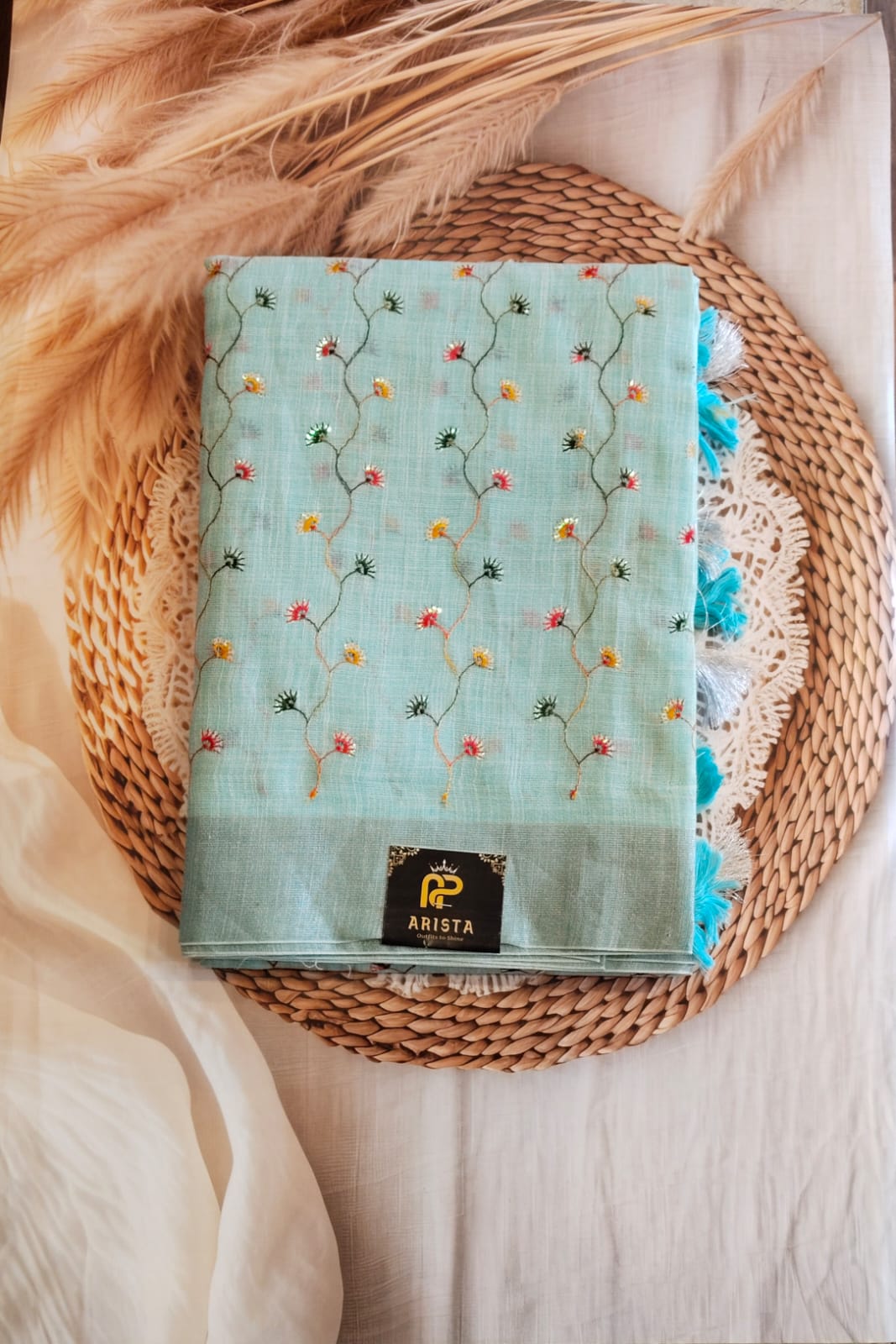 Linen Embroidery Sarees