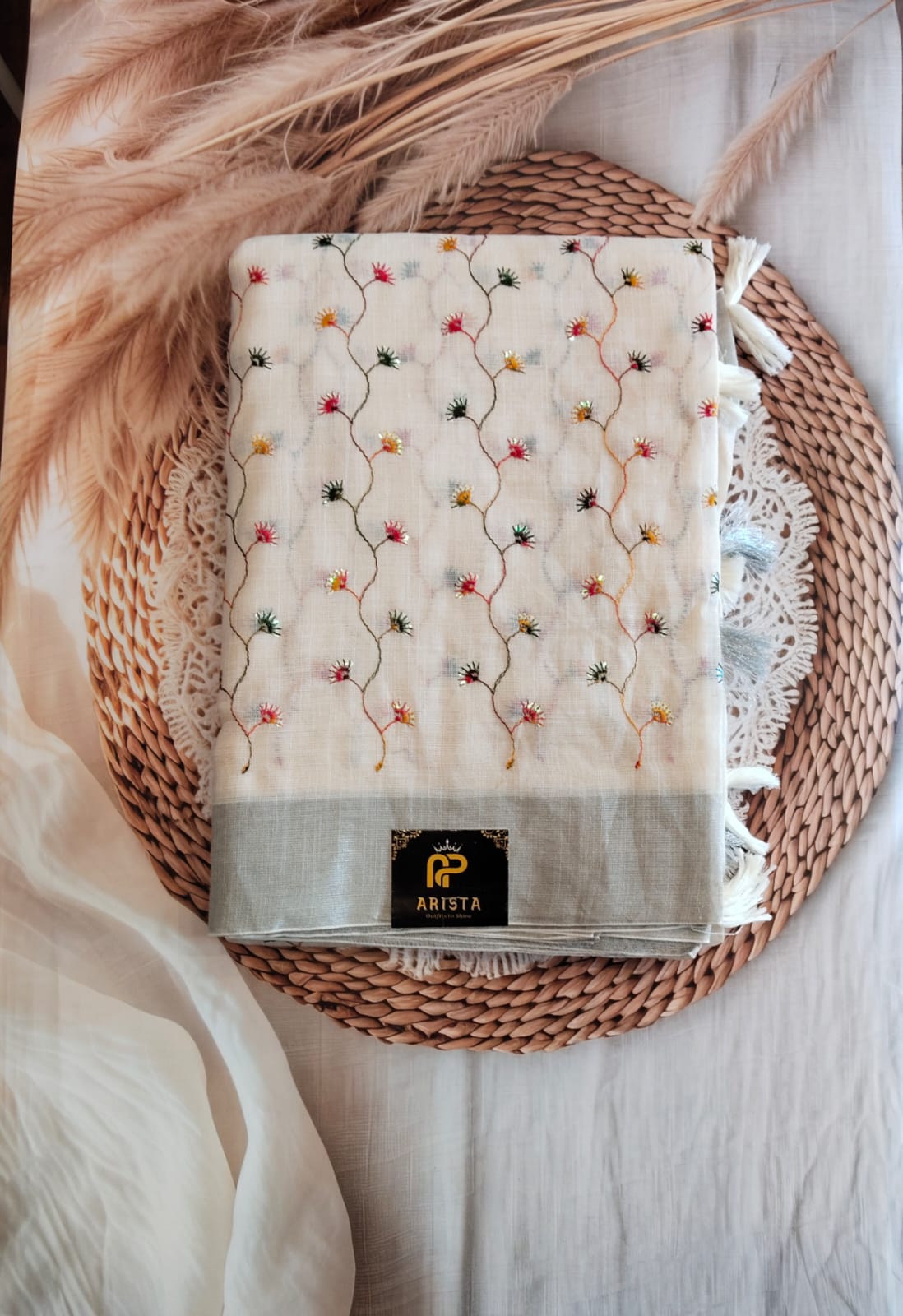 Linen Embroidery Sarees