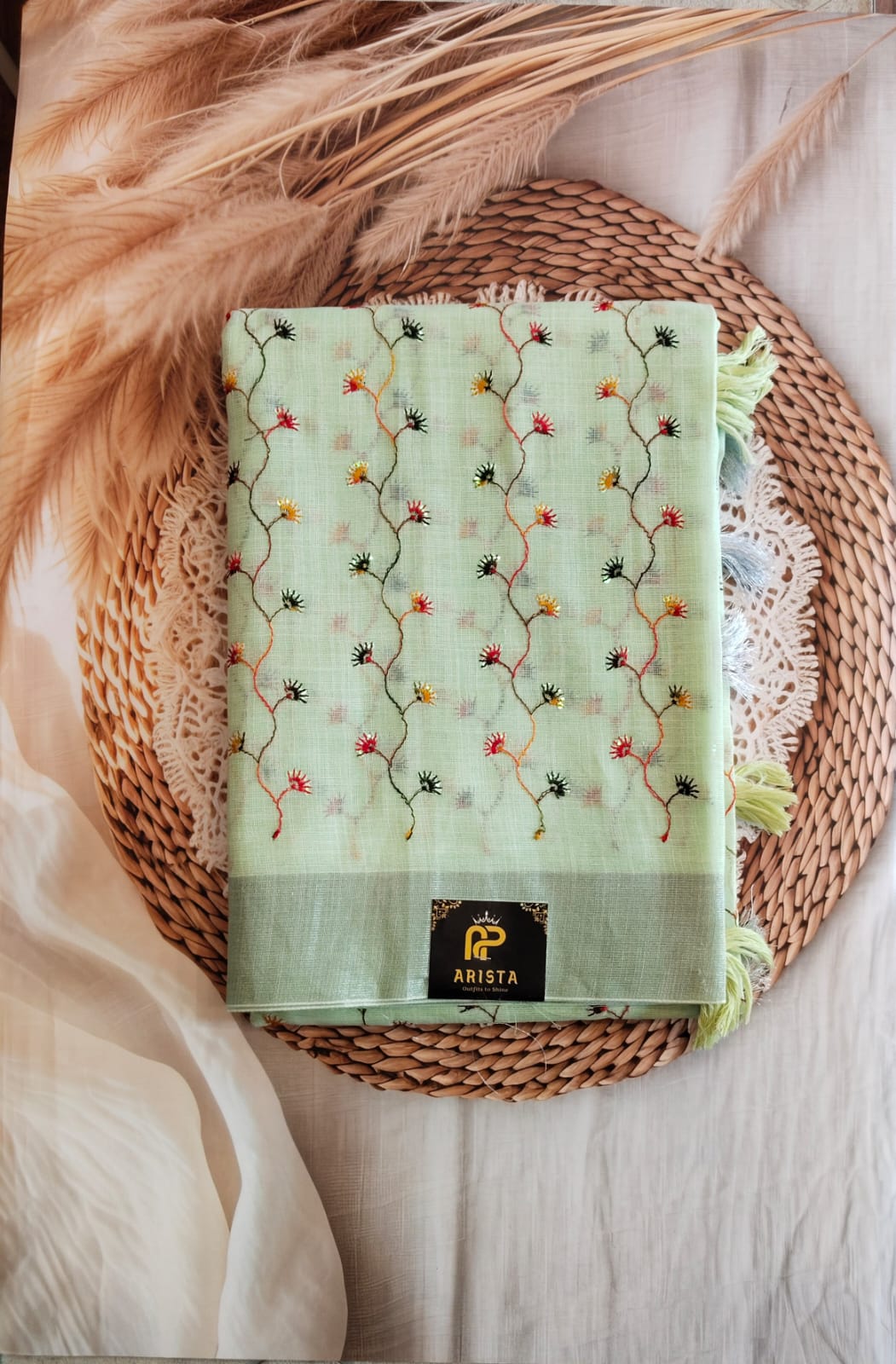 Linen Embroidery Sarees