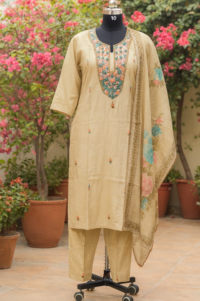 Rayon mixed hand embroidery