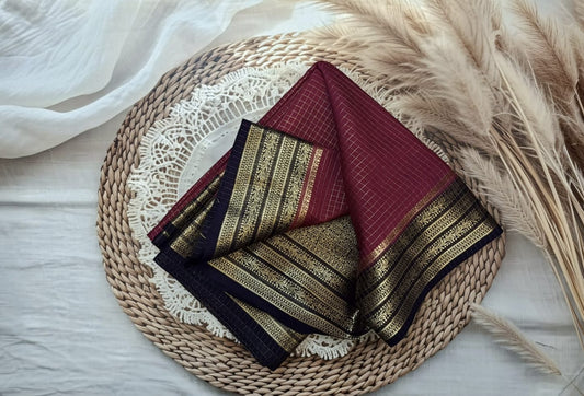 Semi Crepe Silk Saree (Small Checks)