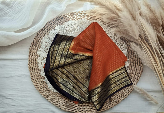 Semi Crepe Silk Saree (Small Checks)