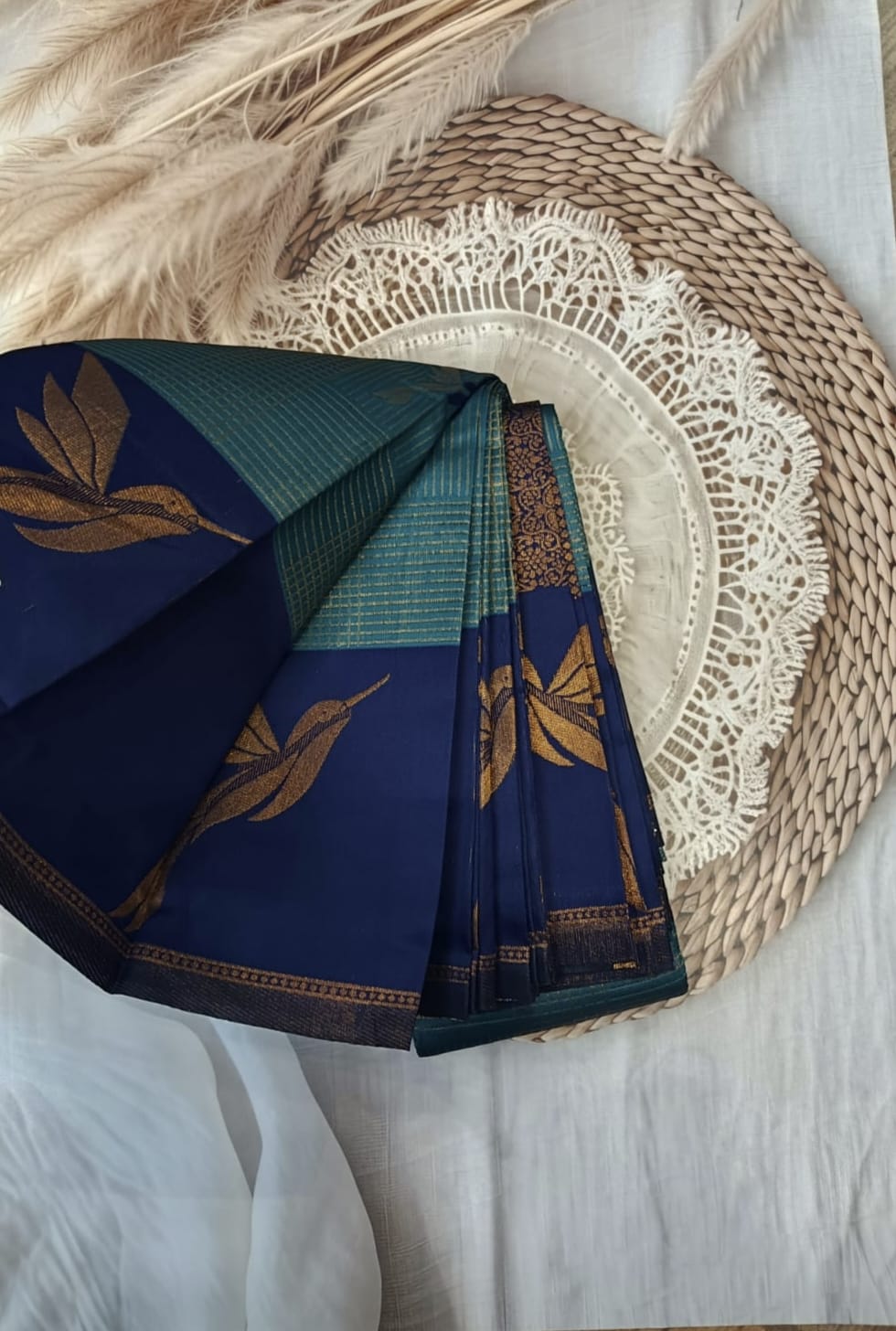 Semi kanchi silk saree (checks patern)