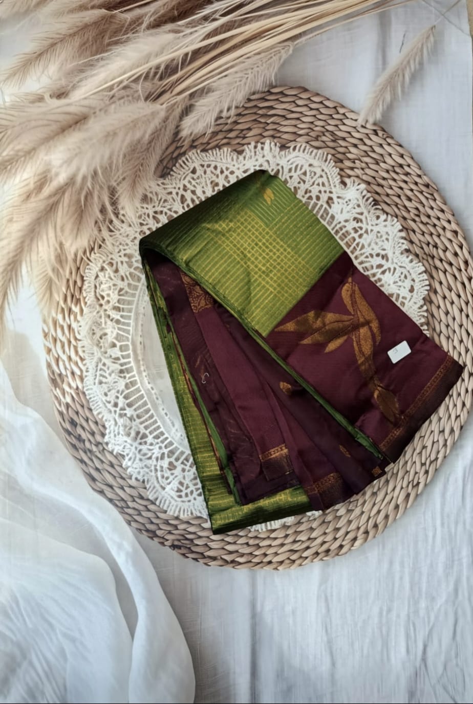 Semi kanchi silk saree (checks patern)