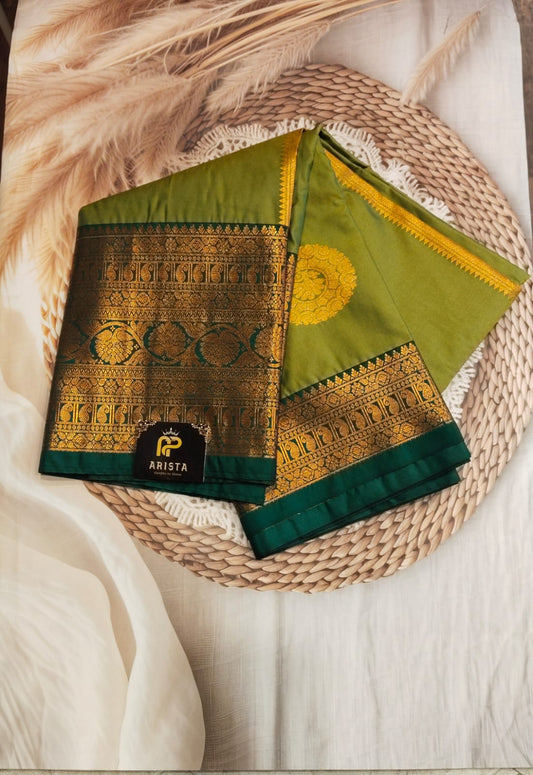 Semi Kanchi Silk Saree/Parrot green
