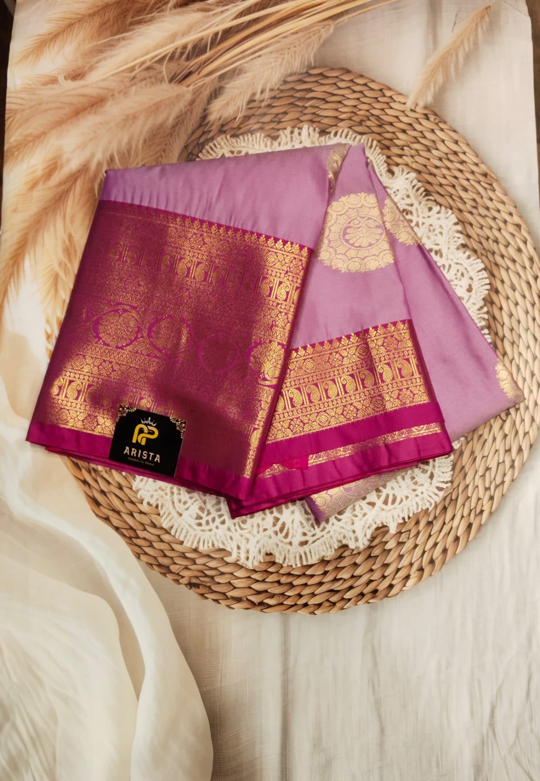 Semi Kanchi Silk Saree/Lavender