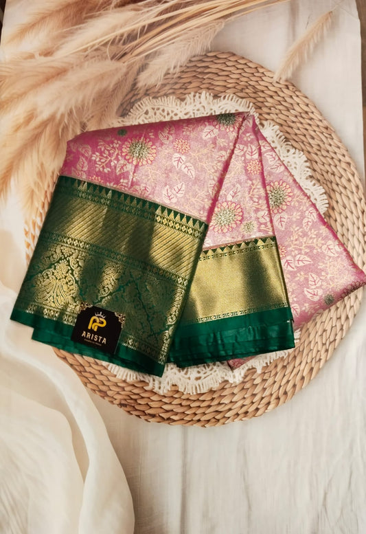 Semi Kanchi Tissue Silk Pink