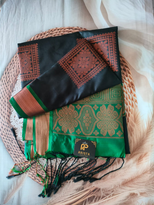 SEMI KANCHI SOFT SILK - BLACK