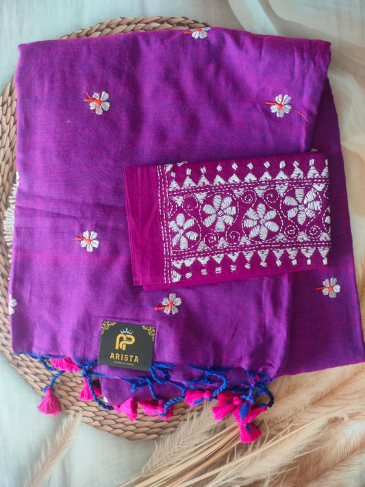 KAADHI COTTON SARRE- MEGENTA