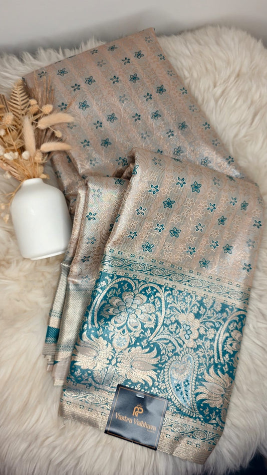 Semi Kanchi Tissue Silk Saree- Light Beige