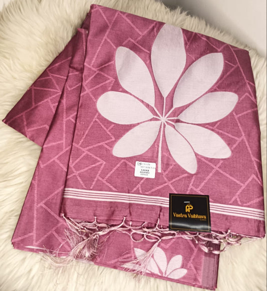 Semi Chanderi Saree- Rose Pink