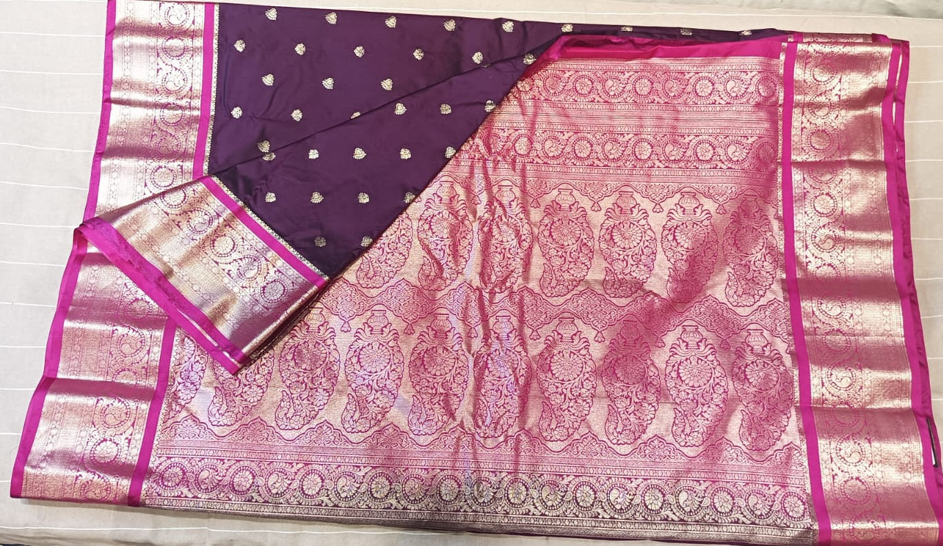 Pure Gadwal Seco Big Border Saree – Rich purple