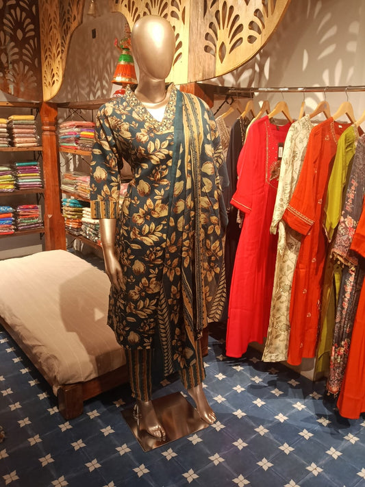 PURE COTTON BLUE COLOUR FLORAL PRINT C0-ORD SETS