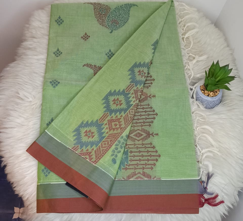 Pure Cotton 2 Leaves Pattern Saree 80/80
