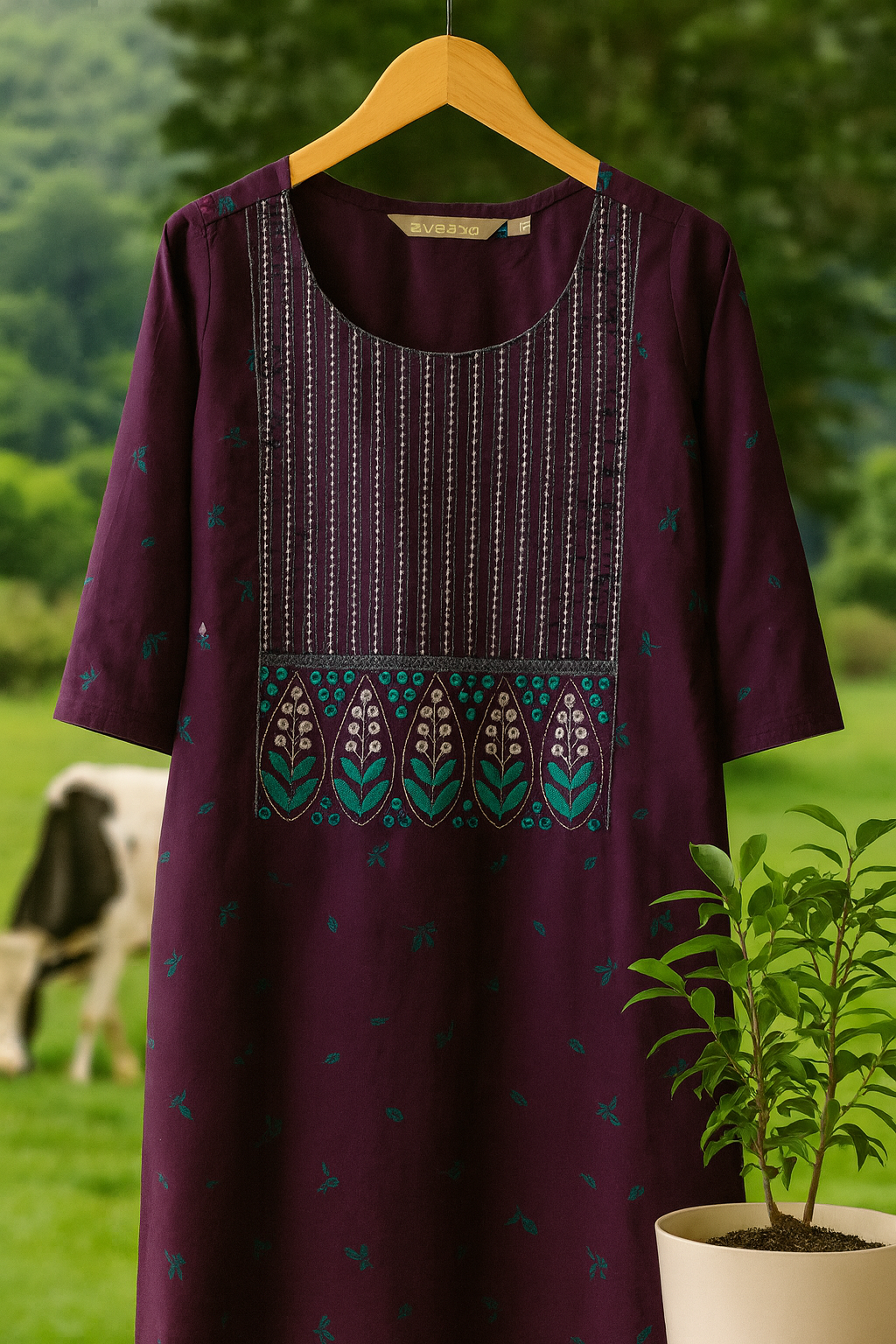 Avaasa Wine Kurta