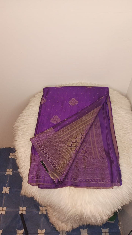 SATIN SILK SAREE- DARK LAVENDER