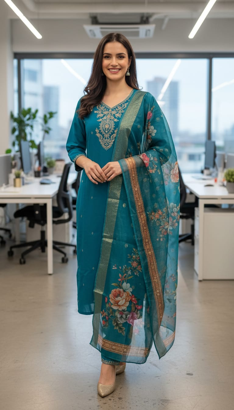 BLUE COLOUR MODAL SILK 3 PCS SETS
