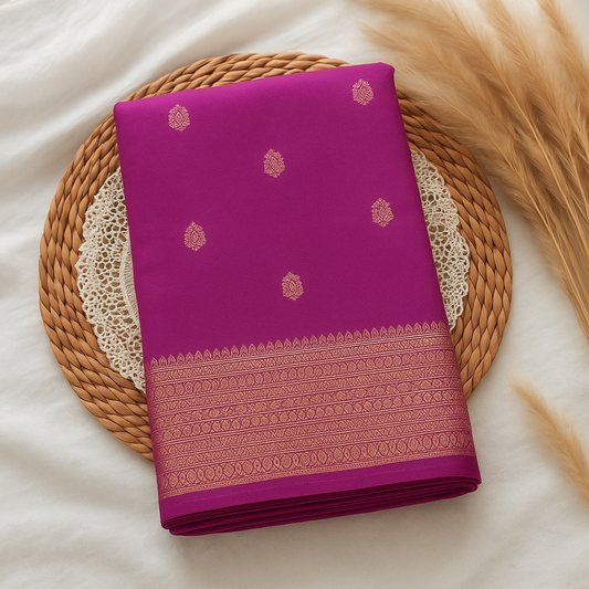 CREPE SILK Dark Pink with Small Butta Saree