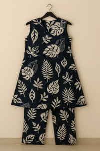 Cotton floral print A line Kurta BLUE