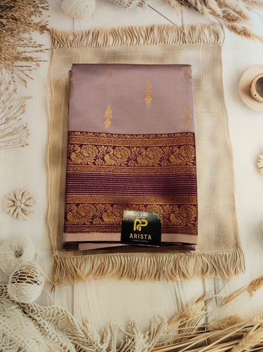 Royal Mauve and Maroon Semi Kanchipuram Silk Saree