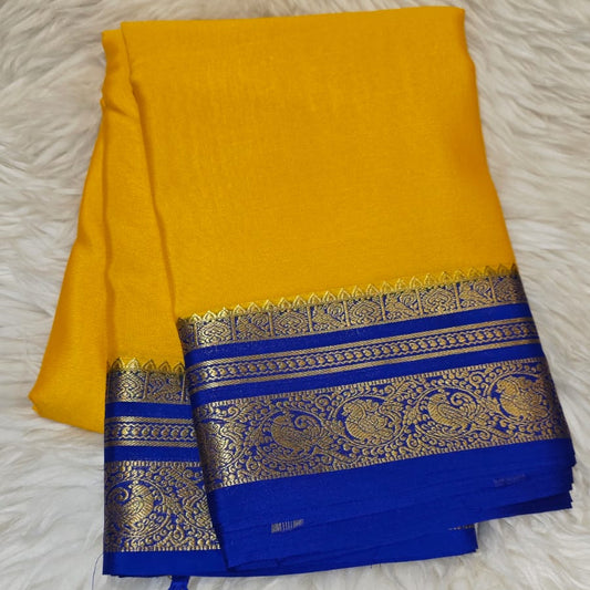 Pure Mysore Crepe Silk Saree piping Boarder