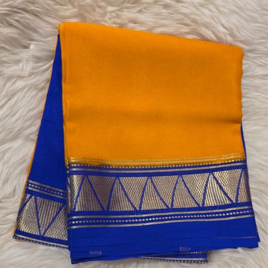 Pure Mysore Crepe Silk Saree 2D pattern 4 Line boarder