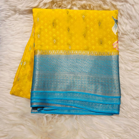 PURE CREPE MYSORE SILK SAREE WITH EMBROIDERY