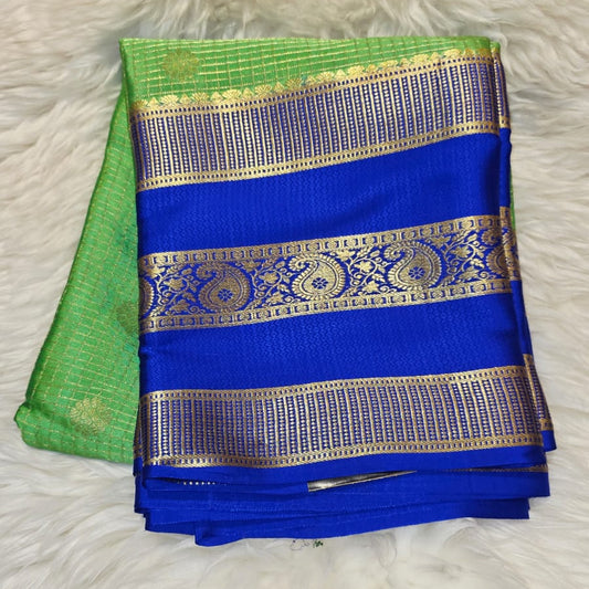 Pure Crepe Mysore Silk Saree - Checks Butta