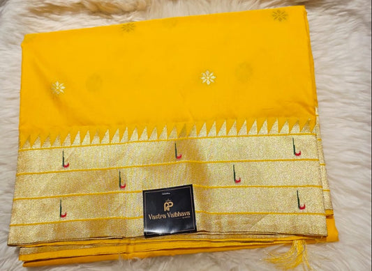 Semi Soft Silk Paithani Saree - Yellow