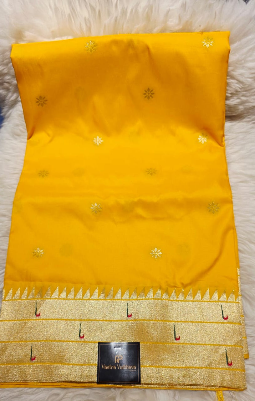 Semi Soft Silk Paithani Saree - Yellow