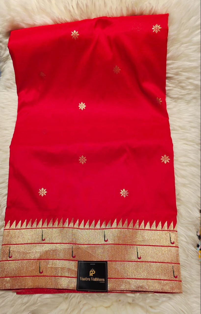 Semi Soft Silk Paithani Saree - Red