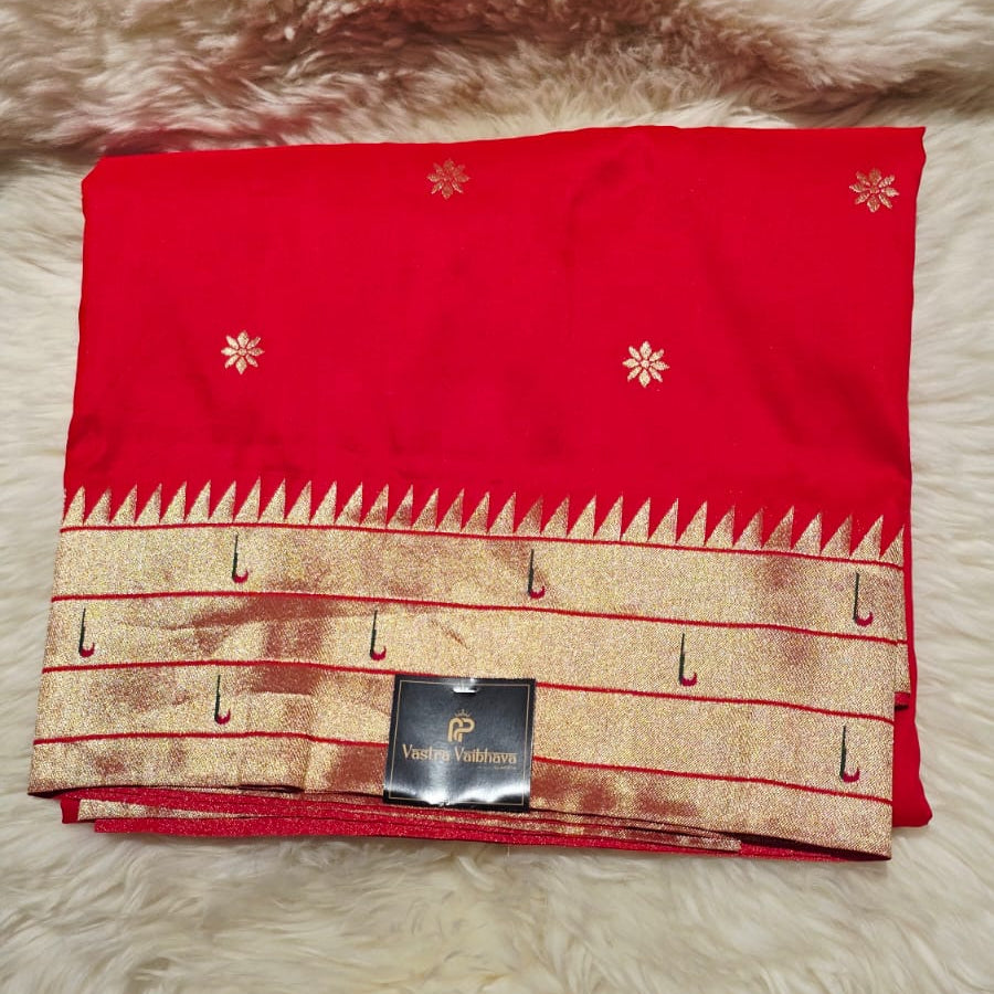 Semi Soft Silk Paithani Saree - Red