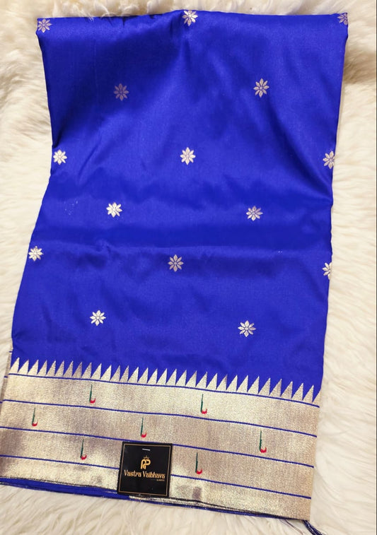 Semi Soft Silk Paithani Saree - Ink Blue