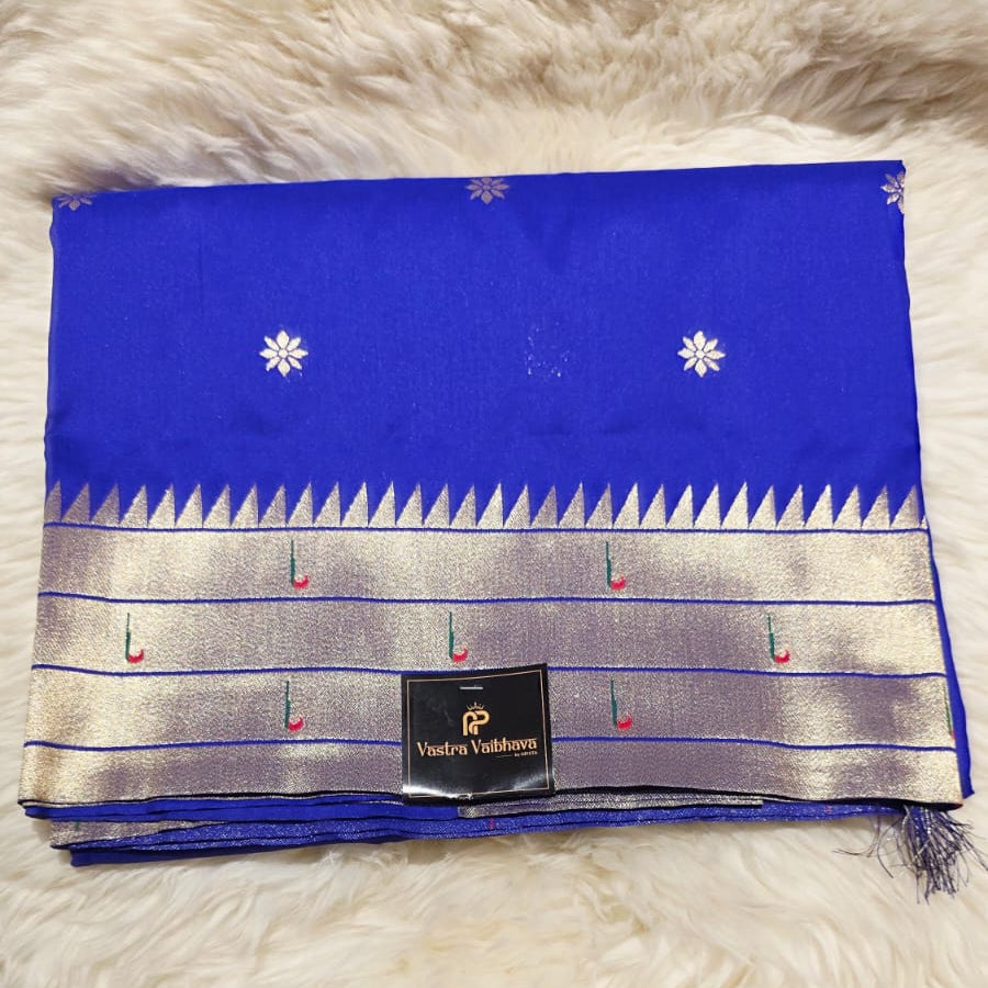Semi Soft Silk Paithani Saree - Ink Blue