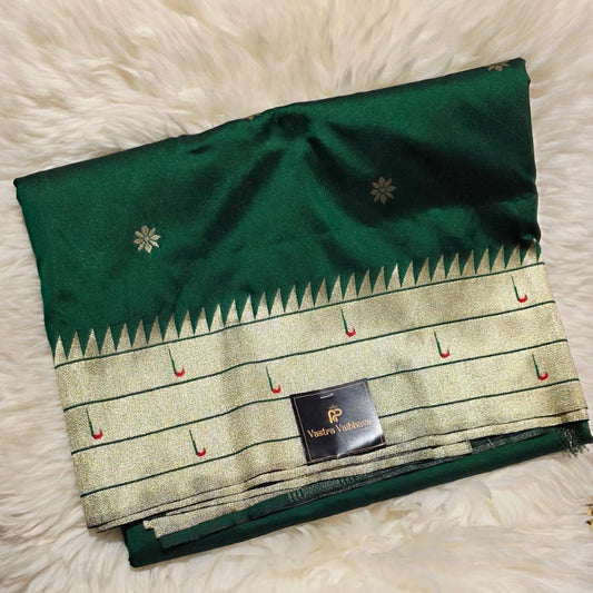 Semi Soft Silk Paithani Saree - Green