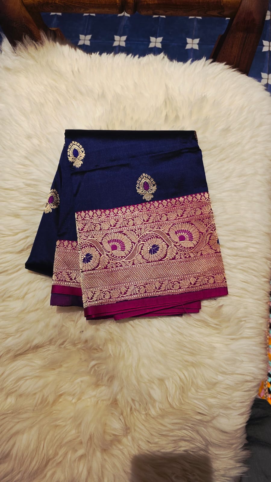 Pure Banarasi Silk Saree - Blue & Pink