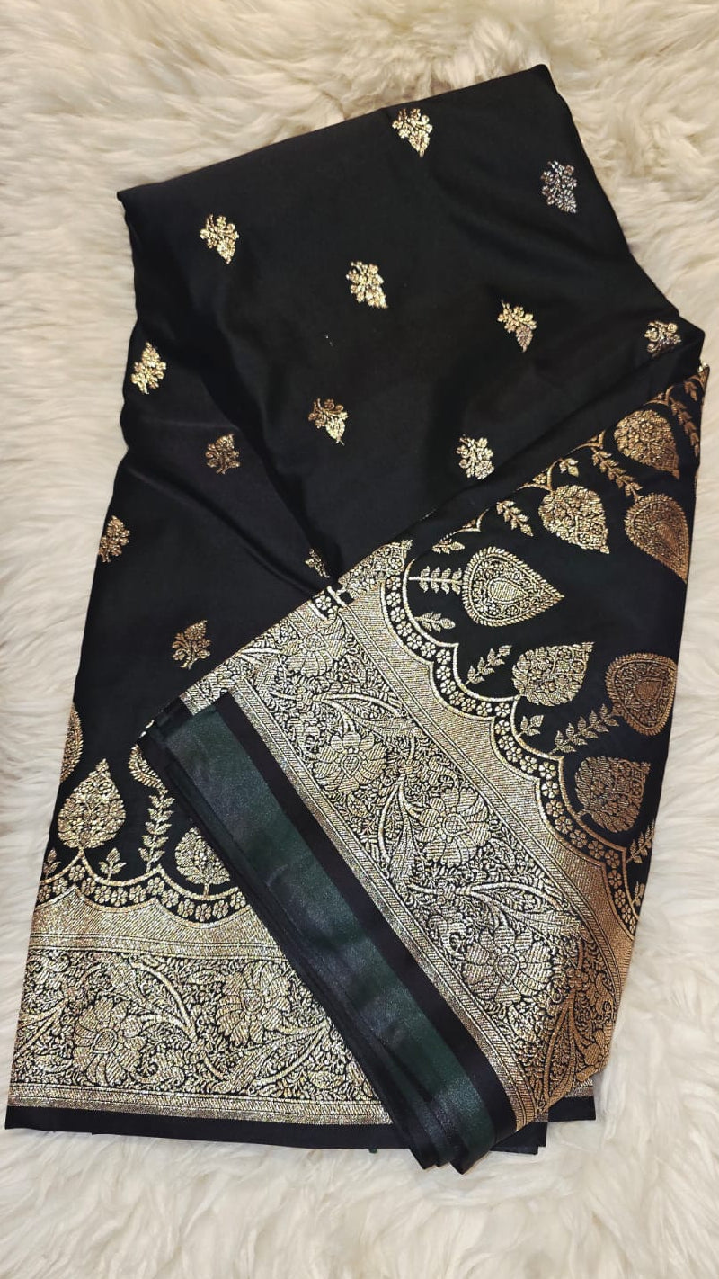 MASHROO SILK SAREE - BOTTLE GREEN