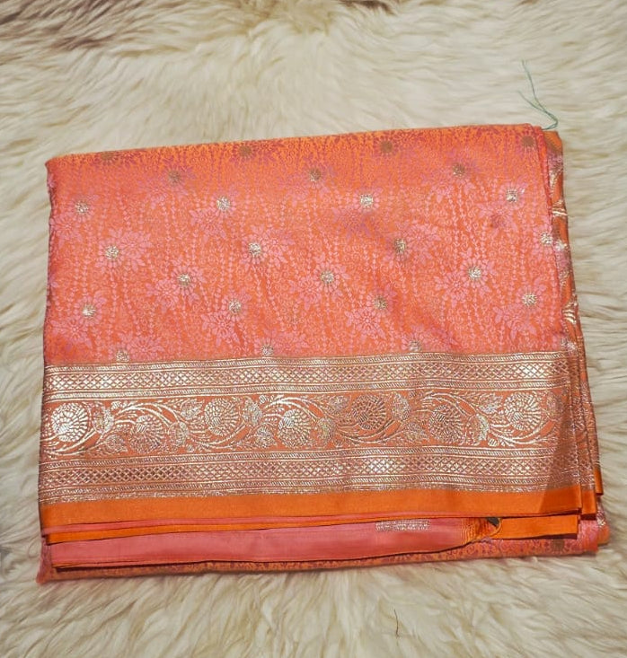 Orange Mashroo Silk Saree