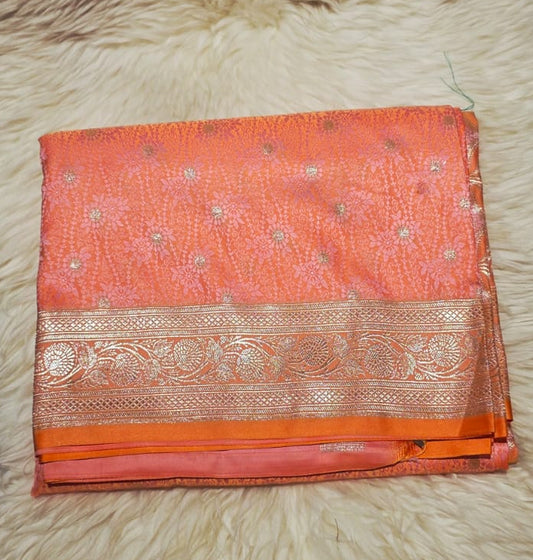 Orange Mashroo Silk Saree