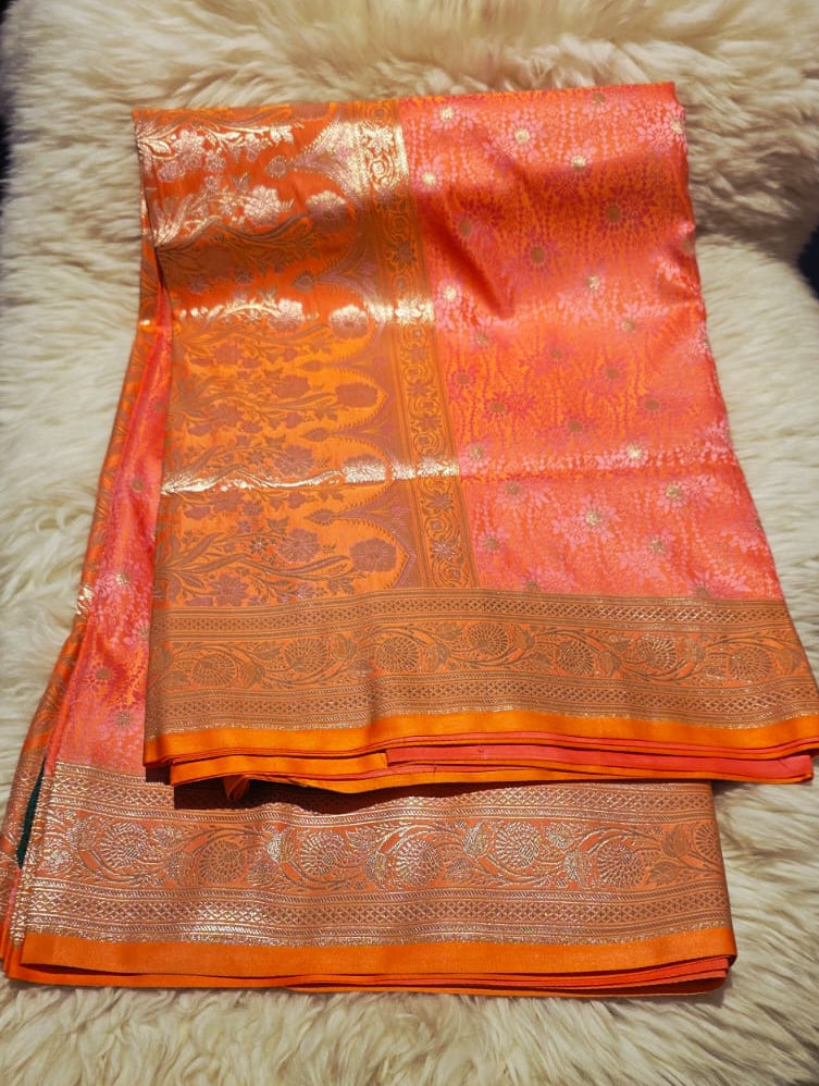 Orange Mashroo Silk Saree