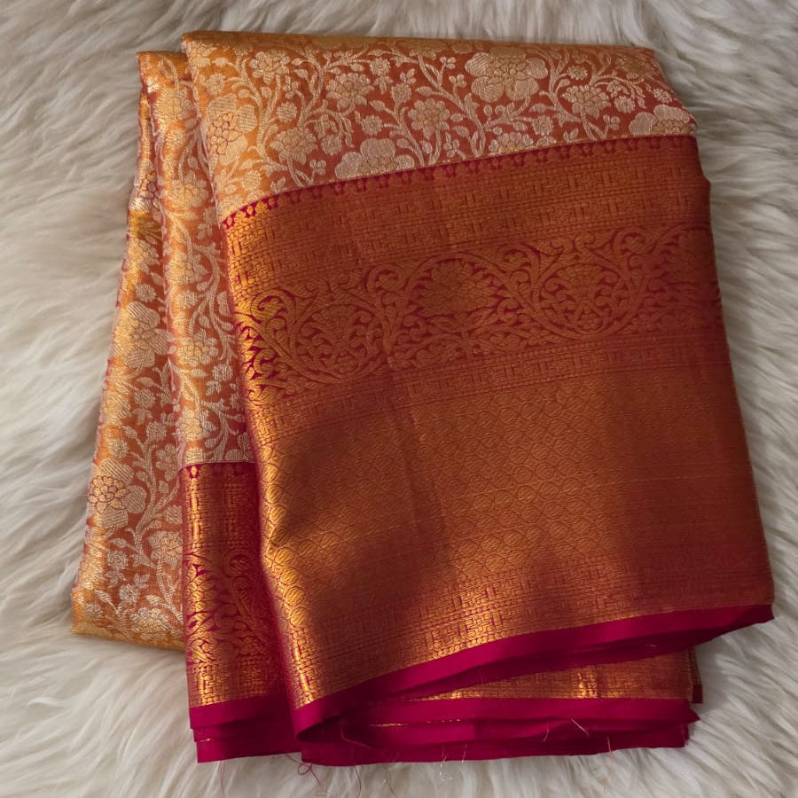 Pure Kanchipuram Silk Saree – 1 Gram Gold Zari Weaving