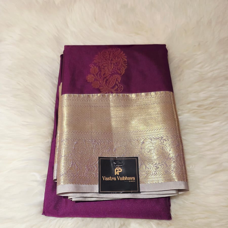 Semi Premium Kanchi Silk Saree - plum purple