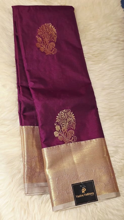 Semi Premium Kanchi Silk Saree - plum purple