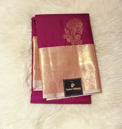 Premium Semi Kanchipuram Silk Saree -  Magenta Pink