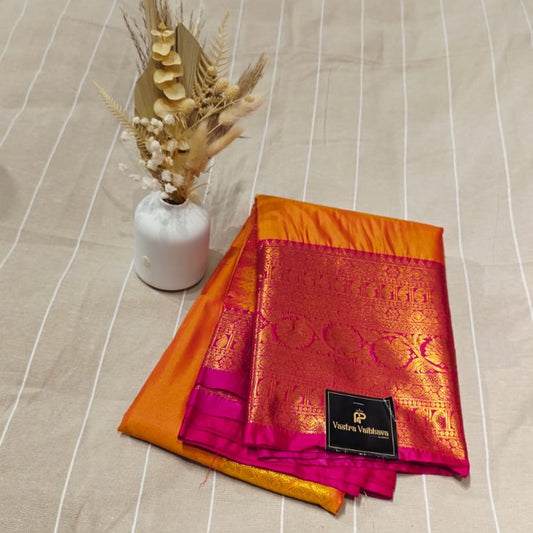 Semi Kanchipuram Silk Saree – Festive Contrast Edition