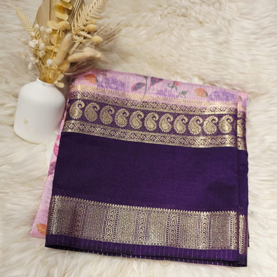 Semi Crepe Silk Saree – Premium Floral Digital Print