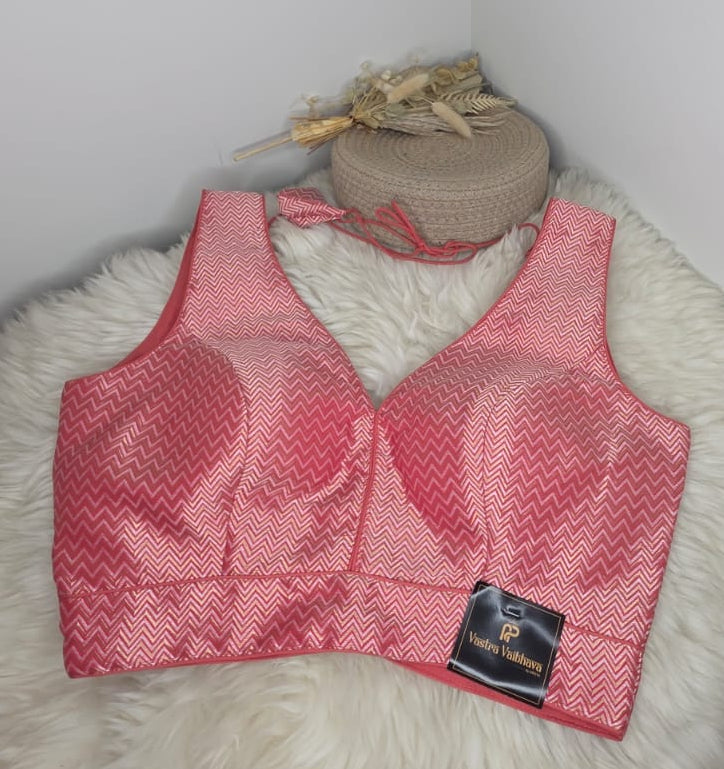 Premium Zig-Zag Brocade Readymade Blouse