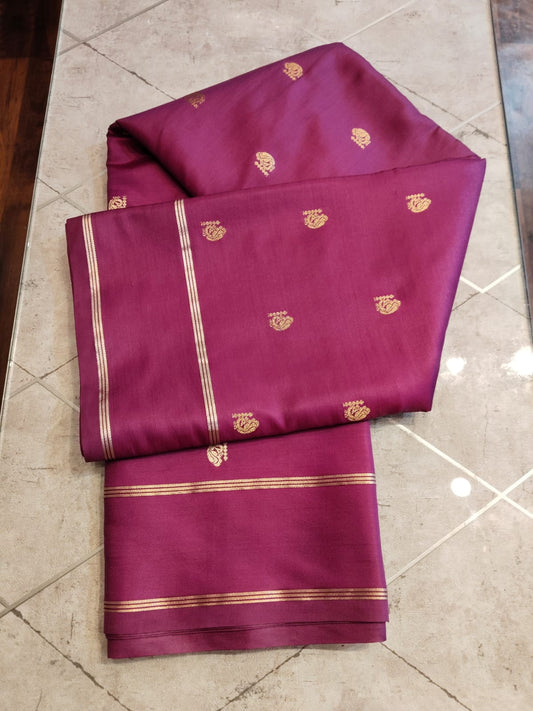 CREPE SILK Pink & Golden Peacock Motifs Saree