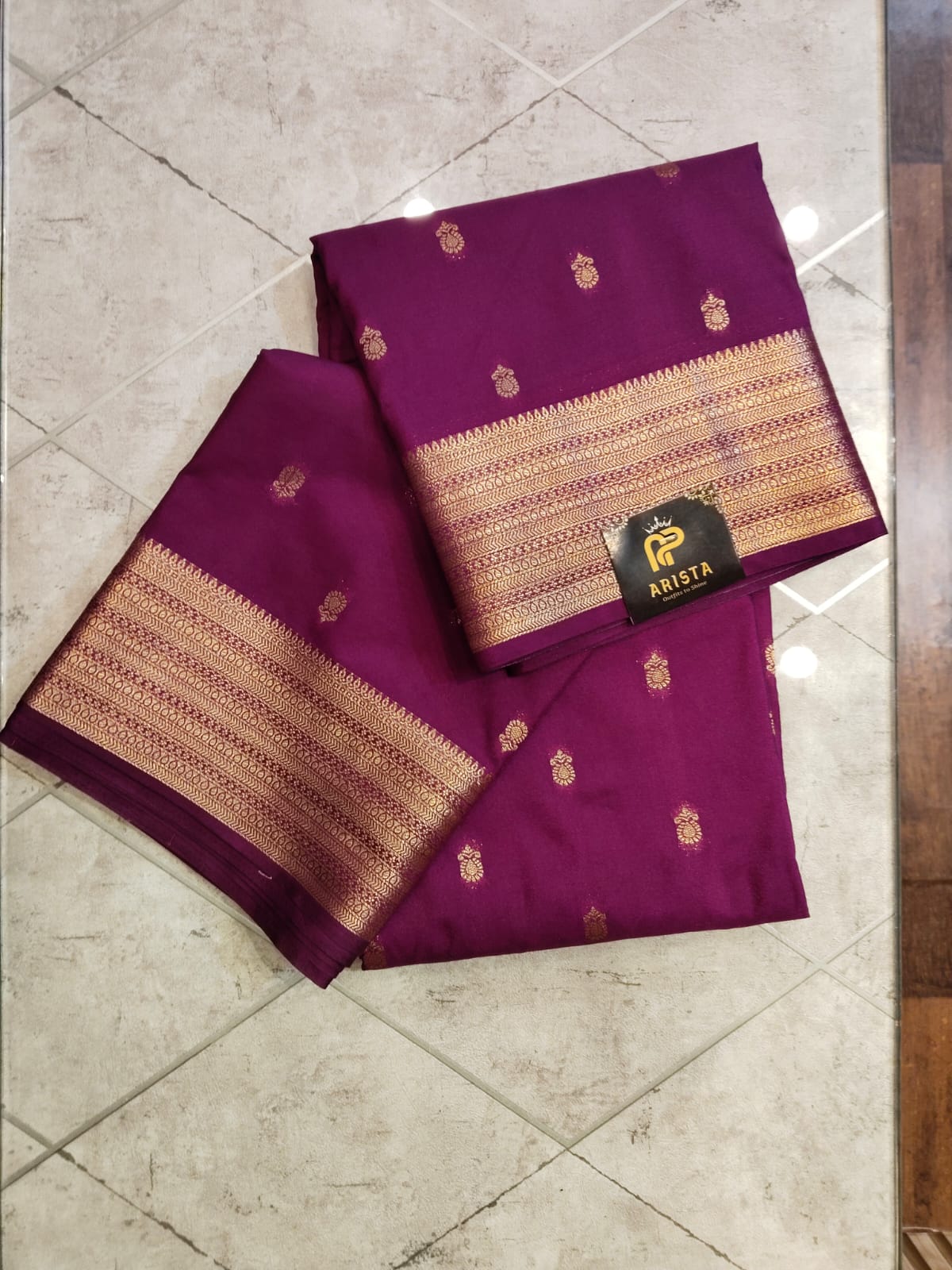 CREPE SILK Dark Pink with Small Butta Saree