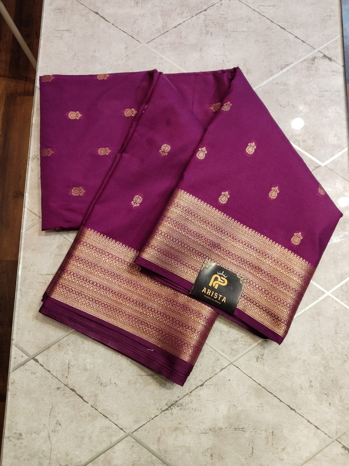 CREPE SILK Dark Pink with Small Butta Saree